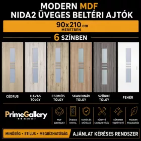 Modern Nida2 MDF üveges beltéri ajtók 6 színben – PrimeGallery