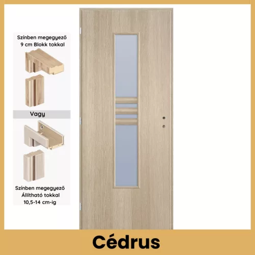 Cédrus Nida2 MDF üveges beltéri ajtó blokk vagy állítható tokkal – PrimeGallery