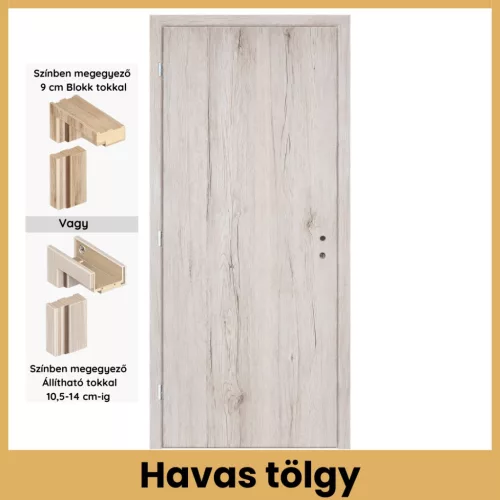 Havas tölgy teli MDF beltéri ajtó dekorfóliás felülettel blokk vagy állítható tokkal – PrimeGallery