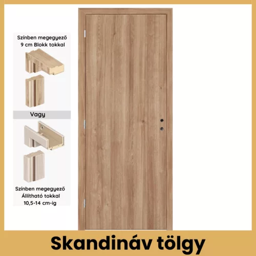 Skandináv tölgy teli MDF beltéri ajtó dekorfóliás felülettel blokk vagy állítható tokkal – PrimeGallery