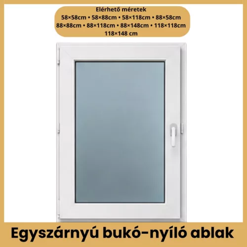 CanDo DELUXE 6 légkamrás egyszárnyú bukó-nyíló PVC ablak – 58x58, 58x88, 58x118, 88x58, 88x88, 88x118, 88x148, 118x118, 118x148 cm