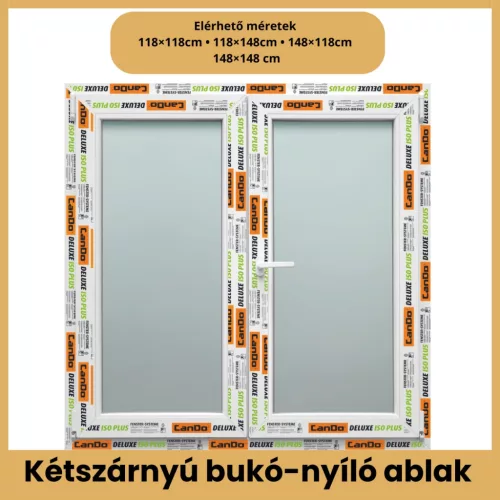 CanDo DELUXE ISO PLUS 3 rétegű PVC kétszárnyú bukó-nyíló ablak több méretben