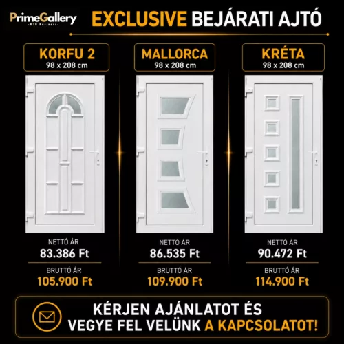 Exclusive bejárati ajtó árak Korfu 2 Mallorca Kréta modellek 98x208 cm