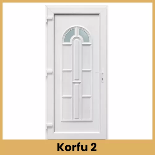 Exclusive Korfu 2 fehér bejárati ajtó klasszikus üveges kialakítással 98x208 cm