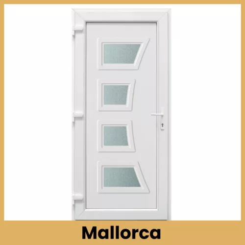 Exclusive Mallorca fehér bejárati ajtó dekoratív üvegbetétekkel 98x208 cm
