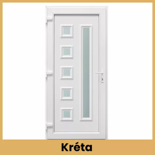 Exclusive Kréta fehér bejárati ajtó modern hosszú üvegbetéttel 98x208 cm