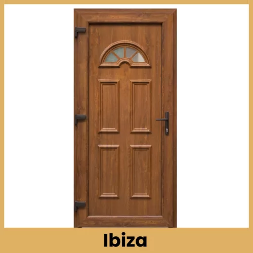 Ibiza aranytölgy bejárati ajtó 98x208 cm – PVC kültéri ajtó kétoldali aranytölgy színben  Tenerife