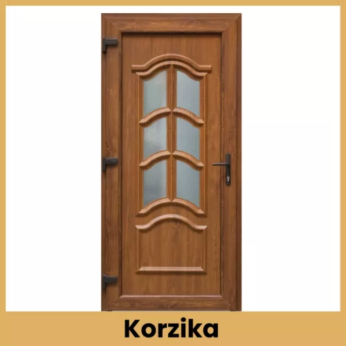 Korzika aranytölgy bejárati ajtó 98x208 cm – PVC kültéri ajtó kétoldali aranytölgy színben  Tenerife