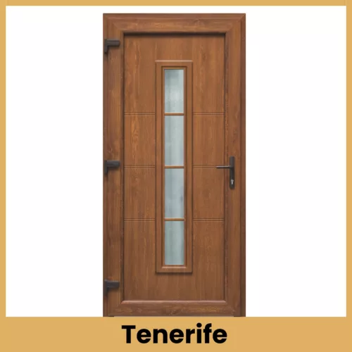Tenerife aranytölgy bejárati ajtó 98x208 cm – PVC kültéri ajtó kétoldali aranytölgy színben