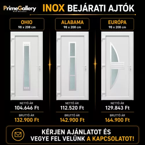 CanDo Inox PVC bejárati ajtó árak Ohio Alabama Európa 98x208 cm