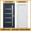 California antracit-fehér műanyag bejárati ajtó kívül inox díszítéssel 98x208 cm – PrimeGallery