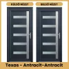 Texas antracit-antracit műanyag bejárati ajtó inox üveges díszítéssel 98x208 cm – PrimeGallery