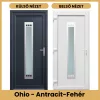 Ohio antracit-fehér műanyag bejárati ajtó inox üveges betéttel 98x208 cm – PrimeGallery
