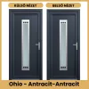 Ohio antracit-antracit műanyag bejárati ajtó inox üveges betéttel 98x208 cm – PrimeGallery