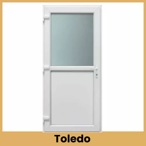 CanDo Medium Toledo PVC bejárati ajtó 98x208 cm fehér átlátszó üvegezéssel