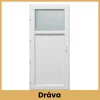 CanDo Dráva műanyag mellékbejárati ajtó 98x208 cm fehér PVC kivitelben üvegezett felső résszel - PrimeGallery
