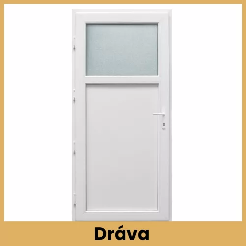 CanDo Dráva műanyag mellékbejárati ajtó 98x208 cm fehér PVC kivitelben üvegezett felső résszel - PrimeGallery
