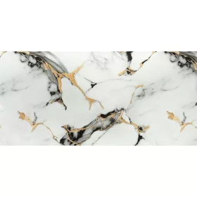   Öntapadós PVC panel,  280 x 60 cm, Világos-fekete-sárga márvány