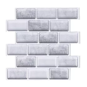   Csempematrica, 3D Öntapadós falpanel, Szürke tégla, 30x30 cm