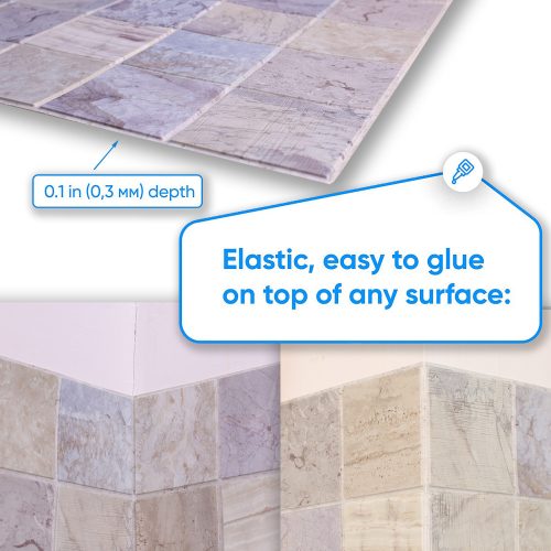 3D PVC falpanel Kék márvány mintás