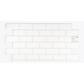   3D PVC falpanel Fényes fehér metrócsempe mintás szürke fugával