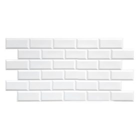   3D PVC falpanel Fényes fehér metrócsempe mintás fehér fugával