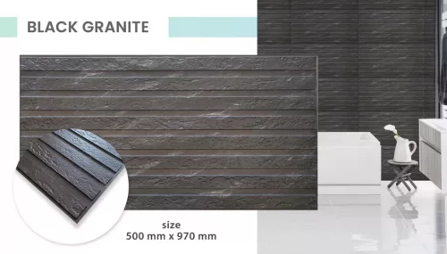 3D PVC falpanel "Black Granite" fekete gránit