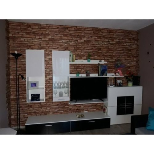 FLEXWALL Karelian kőmintás PVC falpanel barna 98×49,5 cm, beltéri falburkolat