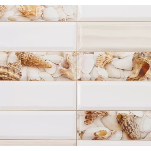 FLEXWALL Tile Sandy coast kagylós csempe PVC falpanel 96x48 cm, fürdőszoba, konyha