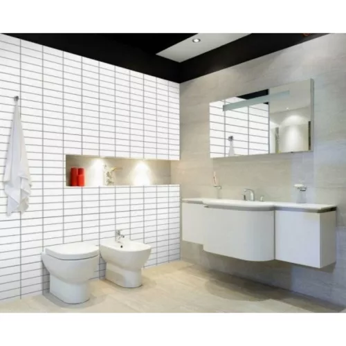 FLEXWALL White Tile Black Seam fehér csempe, fekete fuga PVC falpanel