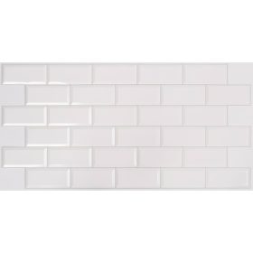   Falburkolat - FLEXWALL Grey Seam Fehér csempe, szürke fuga PVC falpanel 96x48 cm