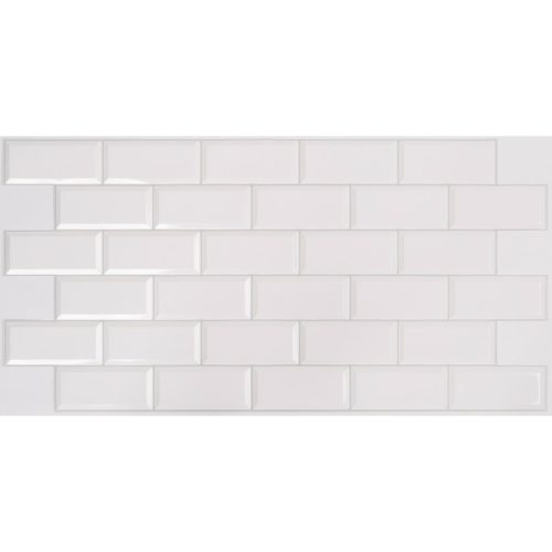 Falburkolat - FLEXWALL Grey Seam Fehér csempe, szürke fuga PVC falpanel 96x48 cm