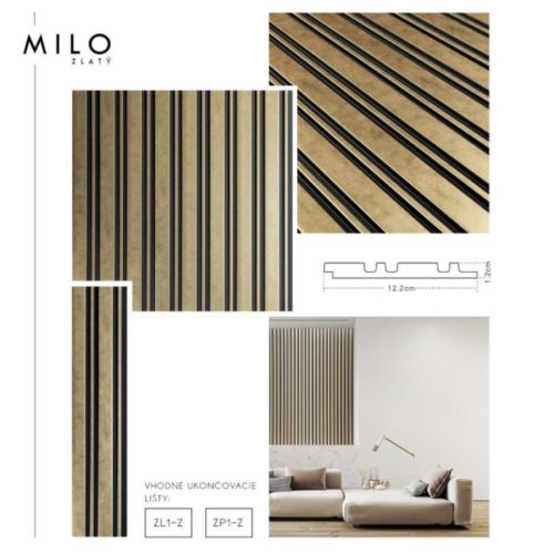 MILO Arany Lamelio lamella falburkolat, vízálló beltéri falpanel (12,2x270cm)