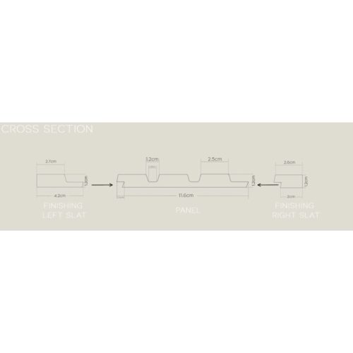 OLMO Tölgy Lamelio lamella falburkolat, újrahasznosított bordás panel (12,2x270cm)