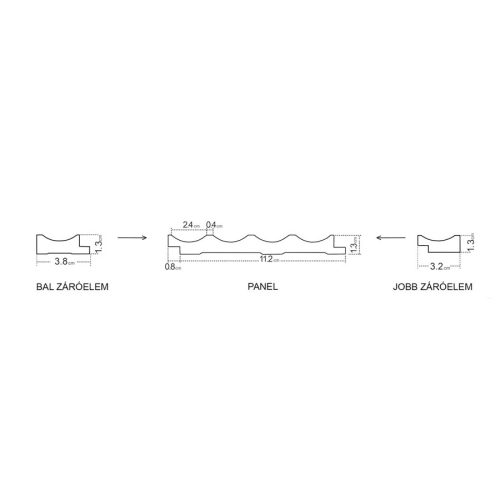 ONDA Fehér festhető Lamelio bal oldali záróelem (3,8x270cm)