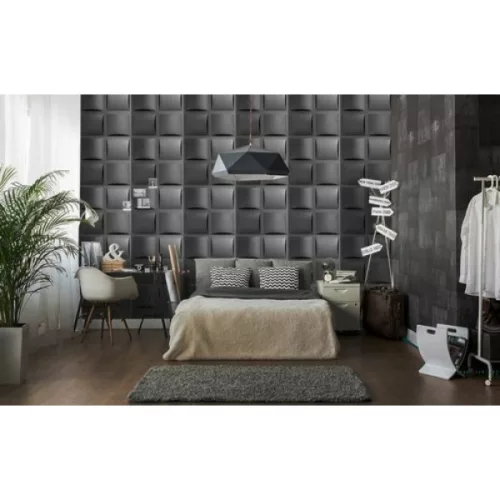 Polistar Pillow fekete modern design polisztirol panel (50x50cm)