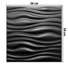 Polistar Flow fekete hullámos polisztirol falpanel, burkolat, 3d dekoráció falra (50x50cm)