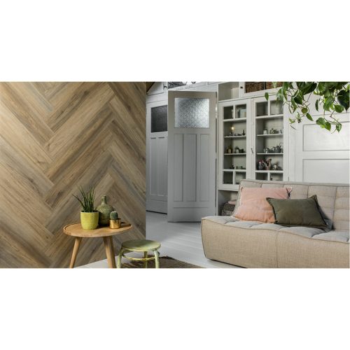 Wood-Look Natural Oak Latte Brown - Kávébarna természetes tölgy famintás vízálló vinyl falpanel, modern beltéri falburkolat